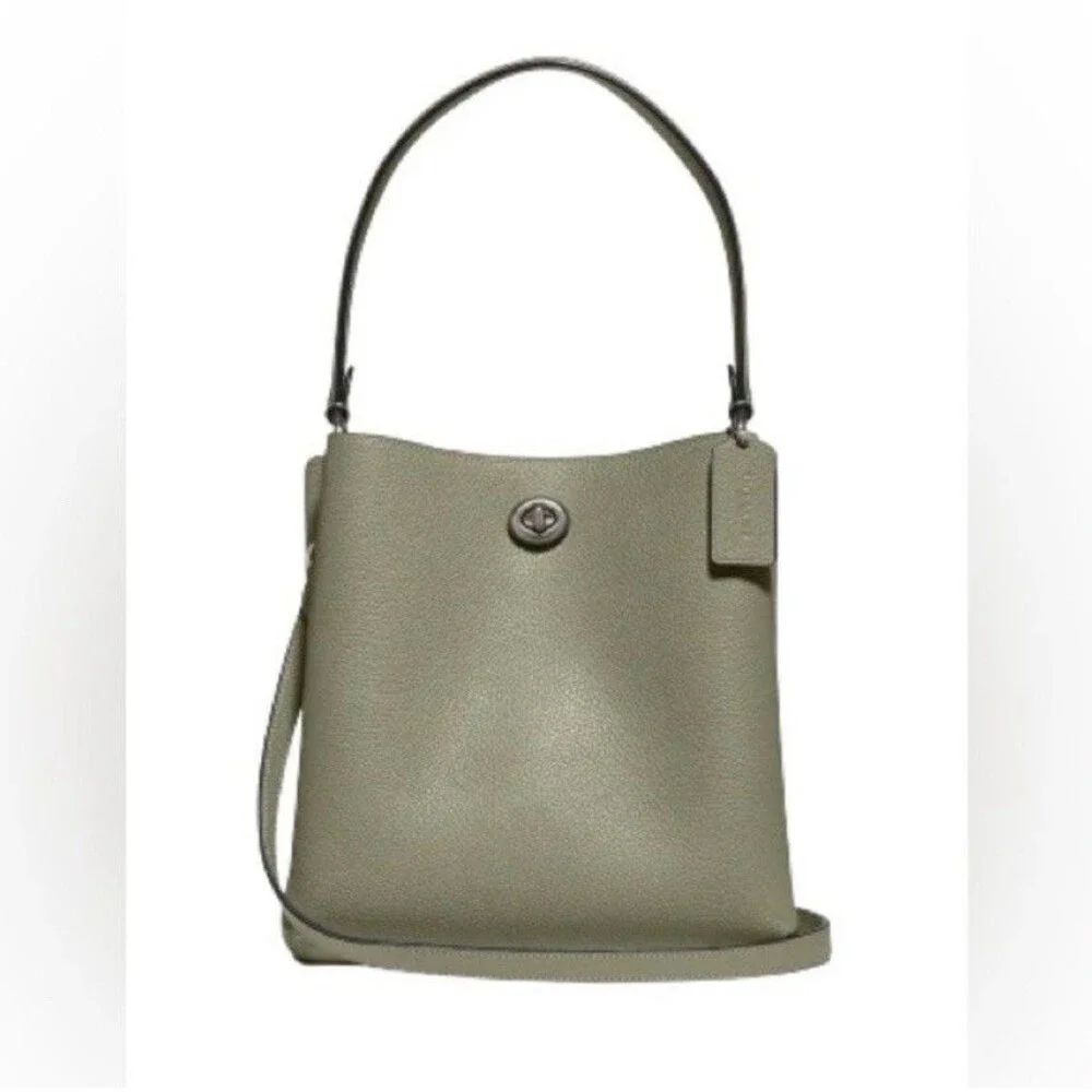 Coach Light Fern Charlie 55200 Polished Pebble Leather Bucket Shoulder Purse